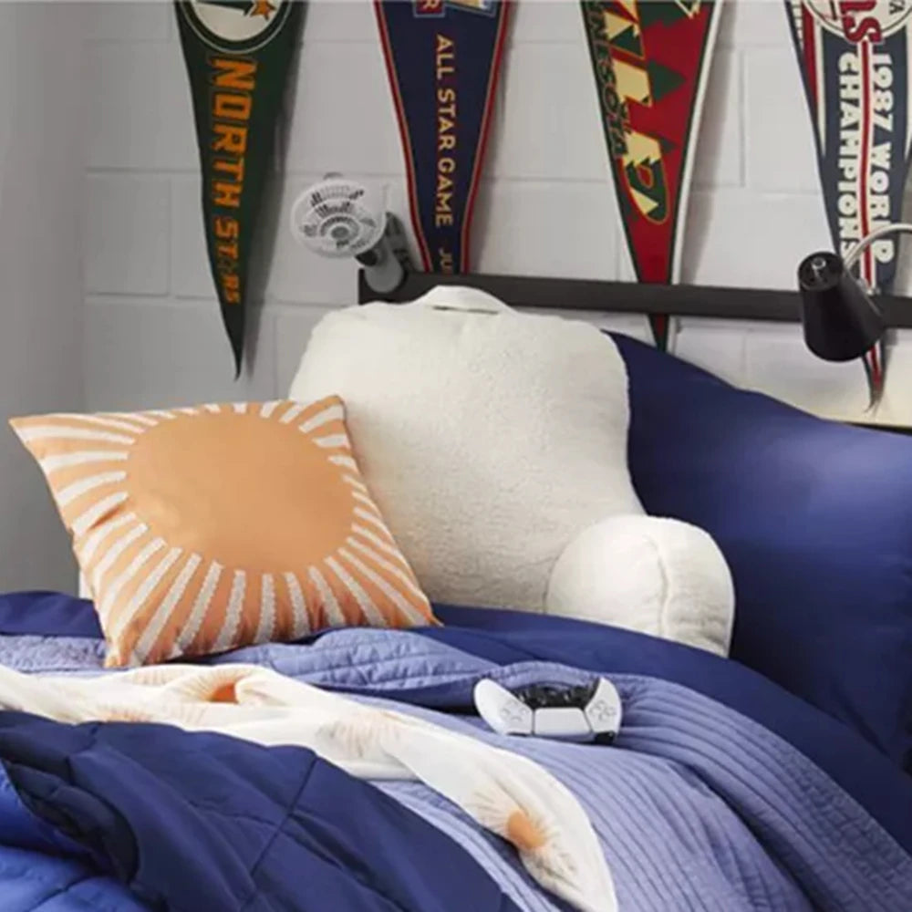 Faux Shearling Bed Rest Pillow with Arms,Back Pillow for Bed Sitting Up,Reading Pillow for Adult Teens,Couch TV Backrest Pillows