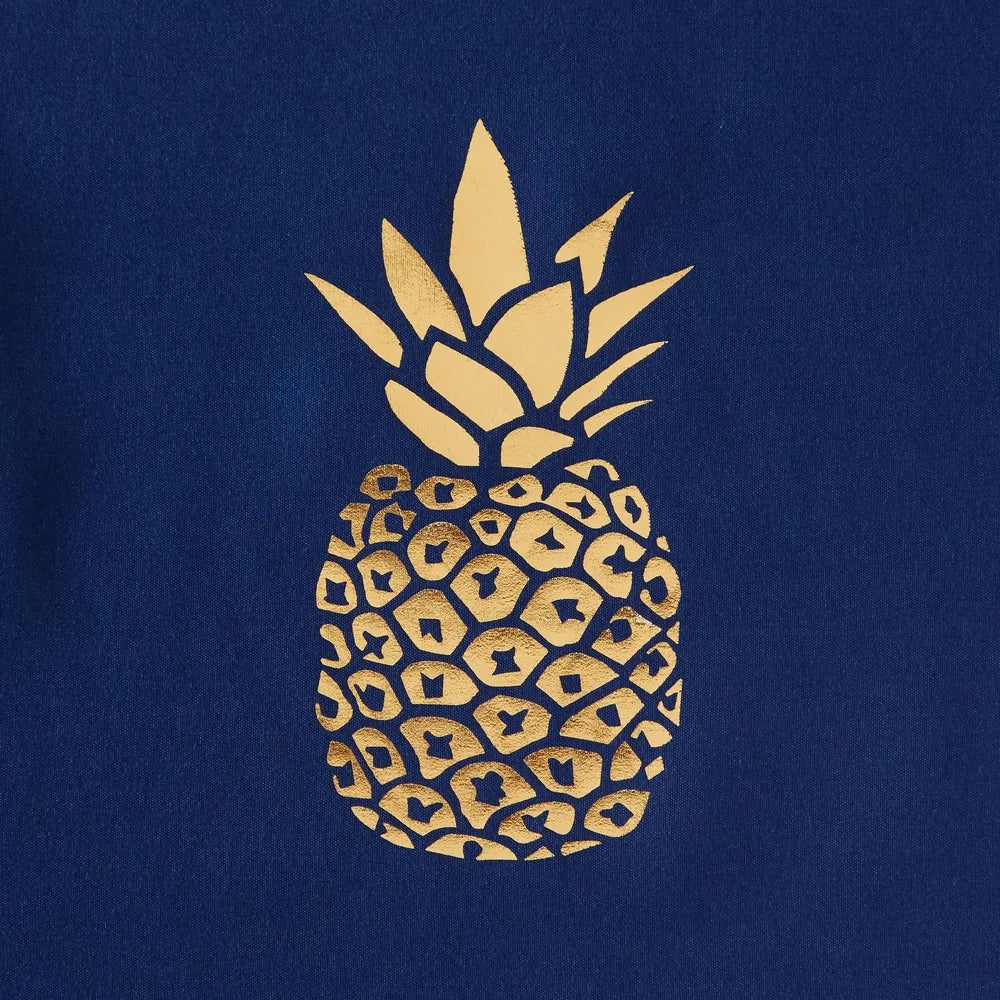 Gilded Pineapple Shower Curtain Navy Blue 72x72 Durable Polyester Bathroom Decor Easy Care Waterproof Machine Washable