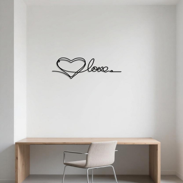 Metal Heart Love Shaped Wall Hanging Ornament Minimalist Line Art Pendant Stylish Home Decor for Bedrooms Living Rooms Indoor