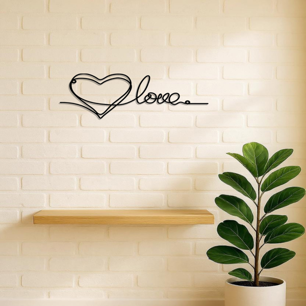 Metal Heart Love Shaped Wall Hanging Ornament Minimalist Line Art Pendant Stylish Home Decor for Bedrooms Living Rooms Indoor