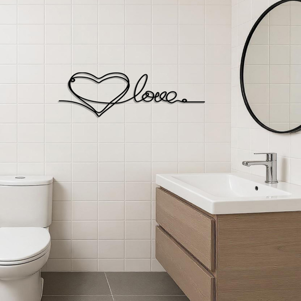 Metal Heart Love Shaped Wall Hanging Ornament Minimalist Line Art Pendant Stylish Home Decor for Bedrooms Living Rooms Indoor