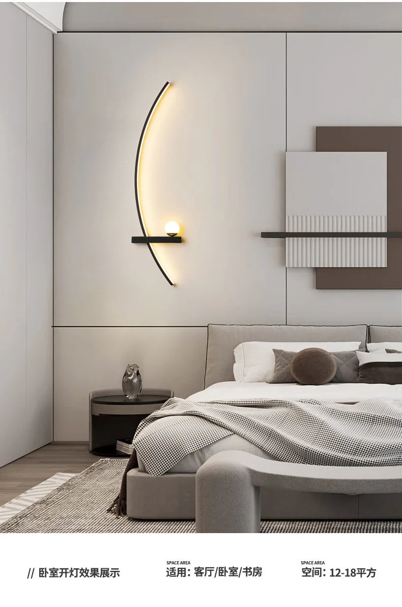2PCS Modern Adjustable LED Wall Lamps, 21.65‘’ Wall Sconce Bedside Lamp Minimalist for Living Room, Bedroom, TV Background Wall