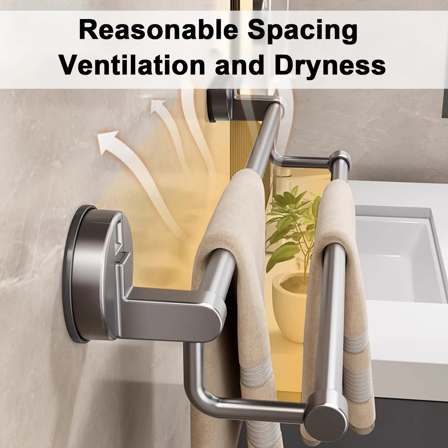 Suction Cup Bathroom Hand Towel Rack Towel Holder Wall Mount No Drill Mount 30/40/50cm Towel Bar Double Bar 2 Tier Apartment