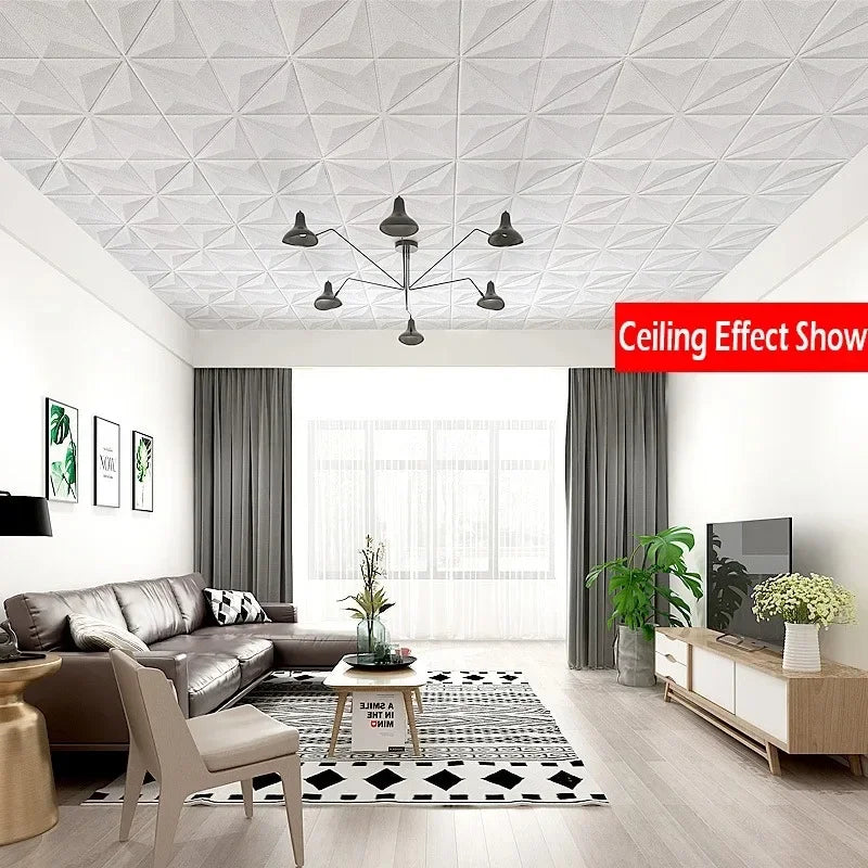 35*35cm 3D Wall Stickers Wallpaper Anti-collision Bedroom Waterproof Decoration Background Peel and Stick Ceiling Home Decor  ﻿