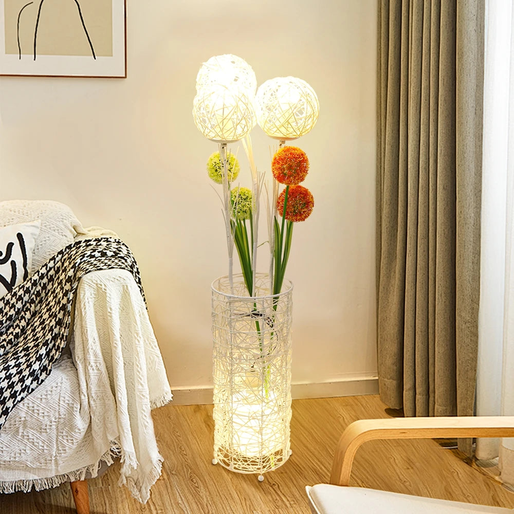 Handwoven  Floor Lamp and  Reading Light, Living room atmosphere light sofa decoration bedroom，Modern Bedside Lamps for Bedroom