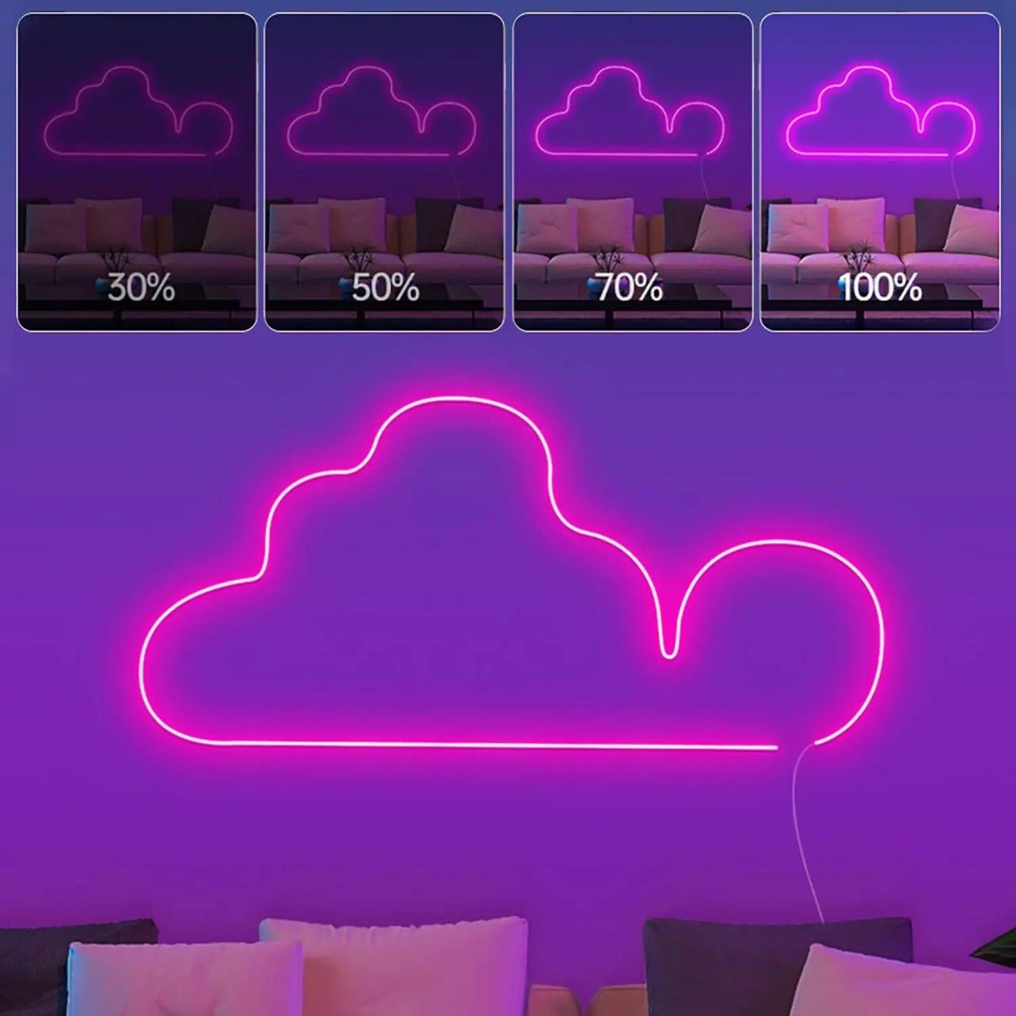 10M/5M/3M Neon WIFI RGB Led Strip Lights Outdoor Waterproof with Music Sync, 108leds/m DIY Tape with Remote and App for Bedroom