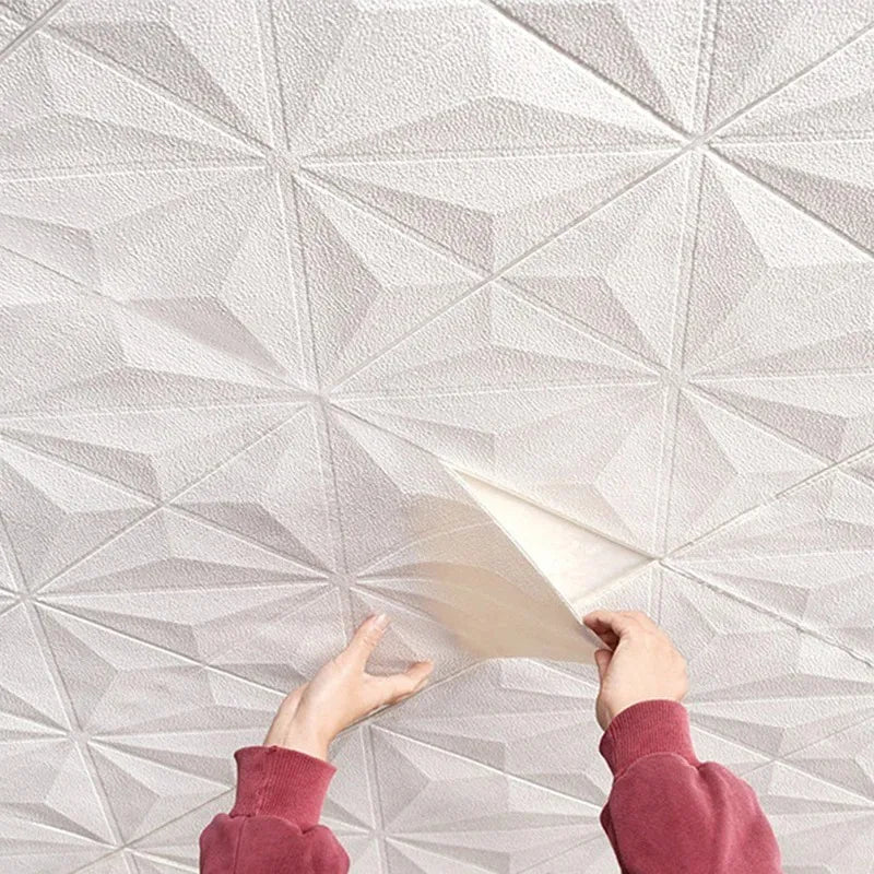 35*35cm 3D Wall Stickers Wallpaper Anti-collision Bedroom Waterproof Decoration Background Peel and Stick Ceiling Home Decor  ﻿