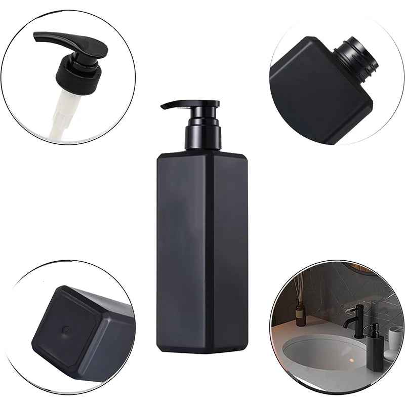 1/2/4pcs Bathroom Shower Soap Dispenser 500ml Plastic Bottle Pump Black Empty Liquid Container for Home Bathroom Supplies