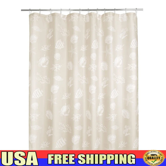 Sea Life Shower Curtain Set 13 Pieces with Hooks Polyester Fabric 72x72 Decorative Bathroom Accessories Machine Washable Coastal