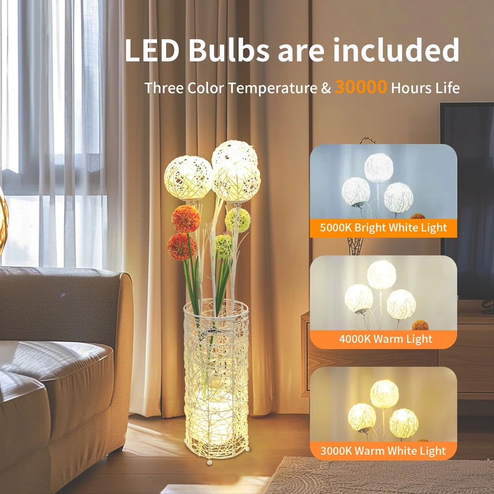 Handwoven  Floor Lamp and  Reading Light, Living room atmosphere light sofa decoration bedroom，Modern Bedside Lamps for Bedroom