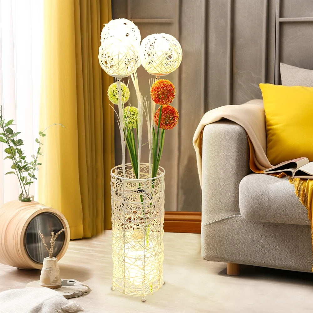 Handwoven  Floor Lamp and  Reading Light, Living room atmosphere light sofa decoration bedroom，Modern Bedside Lamps for Bedroom