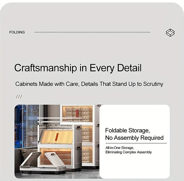 3/4/5-Tier Extra Large Folding Storage Cabinet - Plastic Storage Bins With Lids, Collapsible Stackable Containers With Wheels