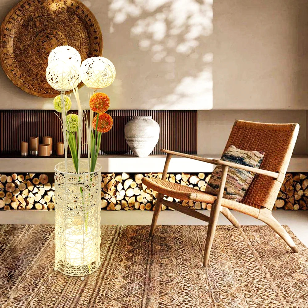 Handwoven  Floor Lamp and  Reading Light, Living room atmosphere light sofa decoration bedroom，Modern Bedside Lamps for Bedroom