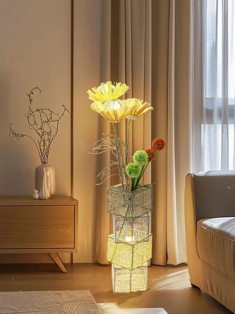 Handwoven  Floor Lamp and  Reading Light, Living room atmosphere light sofa decoration bedroom，Modern Bedside Lamps for Bedroom