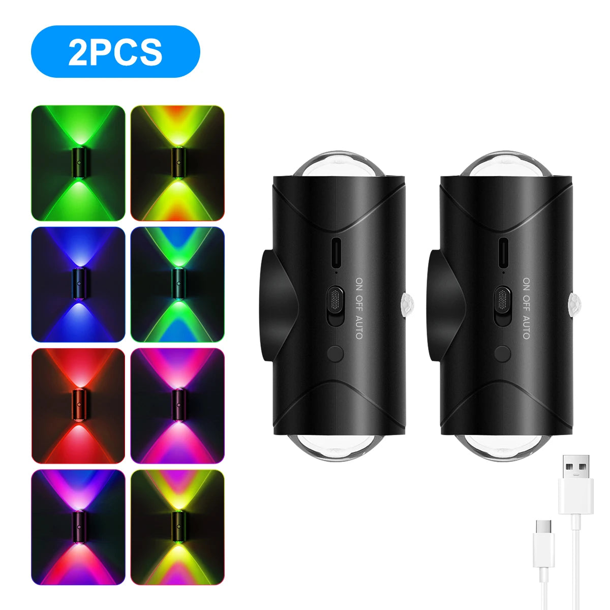 LED Motion Sensor Light, 8 Lighting Effects, Up/Down Lighting Design Rechargeable Cordless Wall Lamps for Indoor Bedroom Hallway