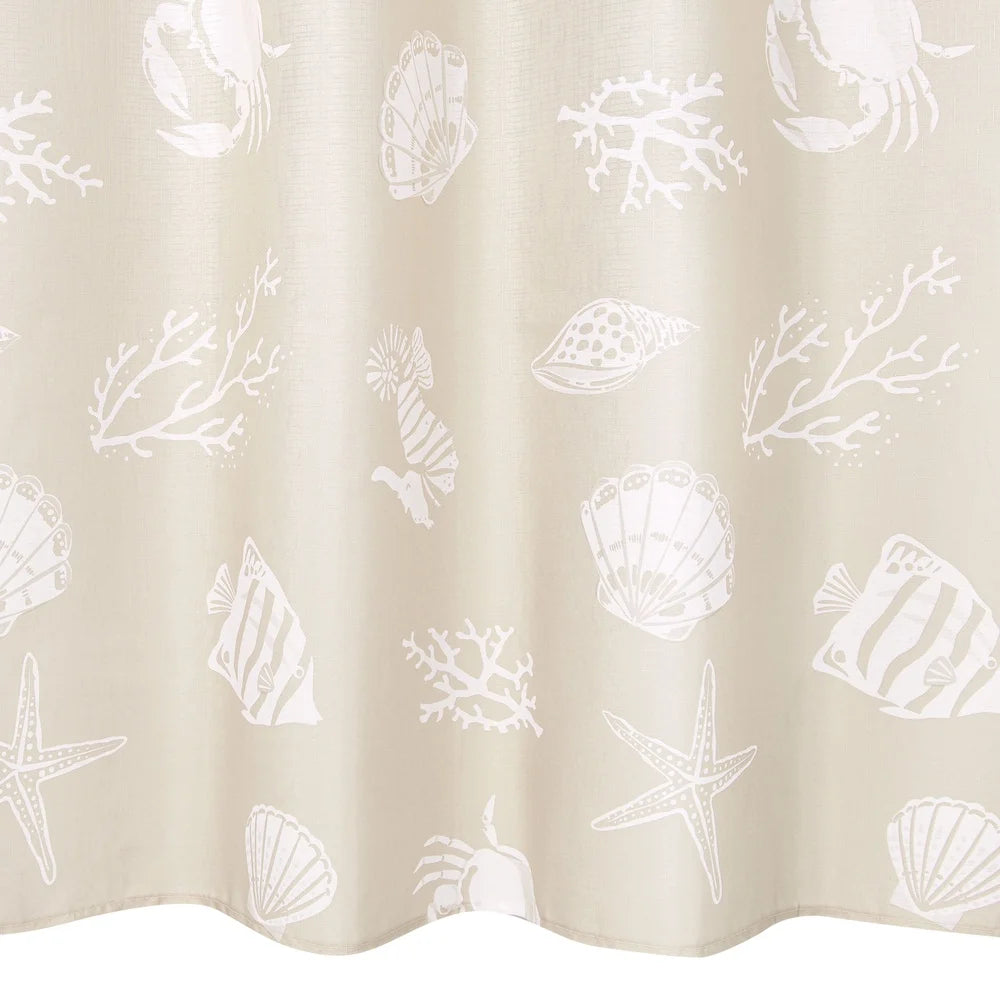 Sea Life Shower Curtain Set 13 Pieces with Hooks Polyester Fabric 72x72 Decorative Bathroom Accessories Machine Washable Coastal