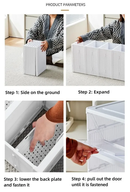 Shoes Storage Box Foldable Transparent Sneaker Shoe Organizers Cabinet Stackable Dustproof High-top Cabinet Shoe Rack Shelf