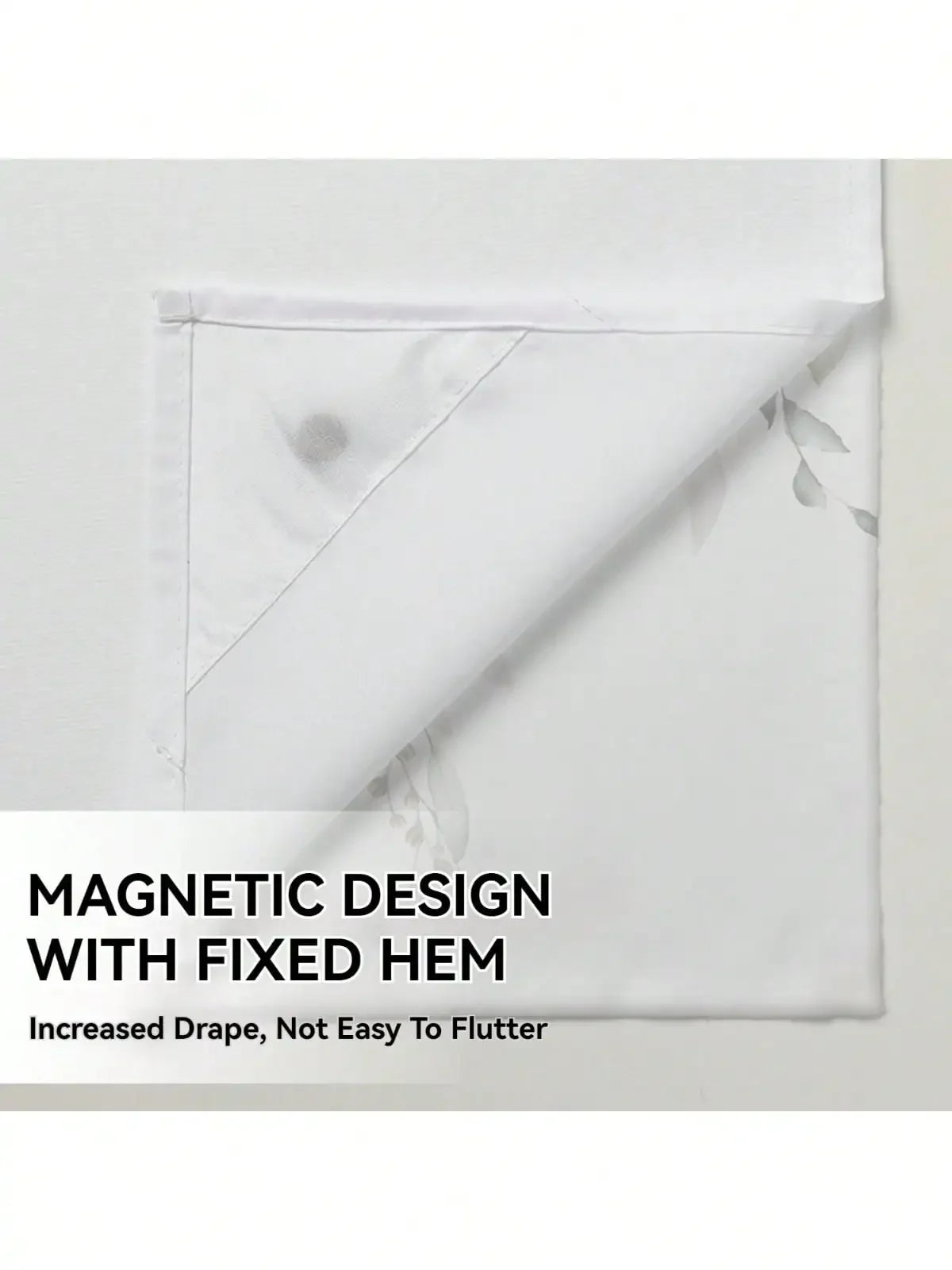 Plants Pattern No Hook Waterproof Shower Curtain, Removable With , Perfect For Bathroom Decor In Winter,  Modern & Simple Design