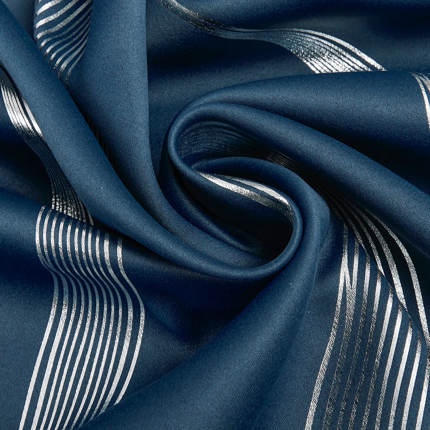 4PCS Blackout Curtains Grommet Thermal Insulated Room Darkening  With Wave Foil Printed For Bedroom