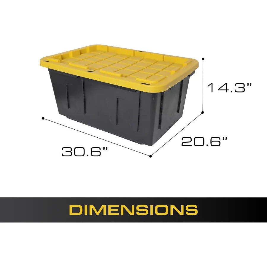 Black Yellow Shelving Unit and Heavy Duty Storage Containers for Industrial Warehouse Garage Basement and Workshop Organization