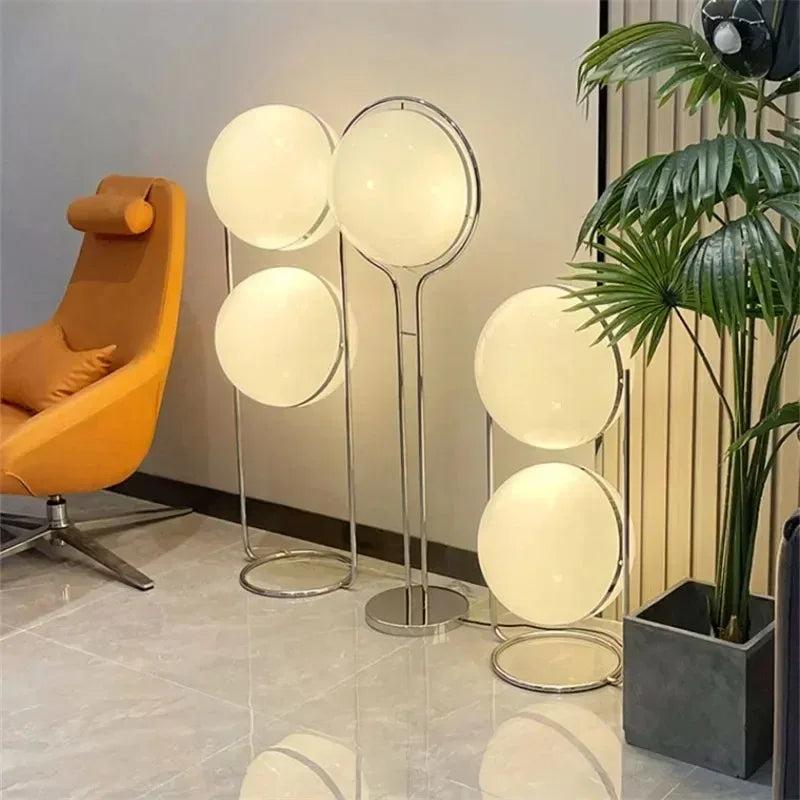 Nordic LED Garrault Delord Floor Lamp Chrome Metal White Acrylic Ball Floor Light Living Room Hotel Room Sofa Decoration Lamp