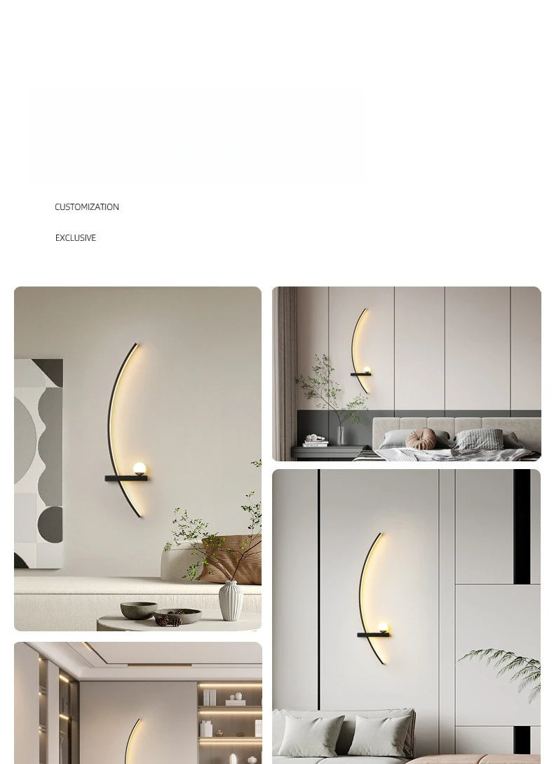 2PCS Modern Adjustable LED Wall Lamps, 21.65‘’ Wall Sconce Bedside Lamp Minimalist for Living Room, Bedroom, TV Background Wall