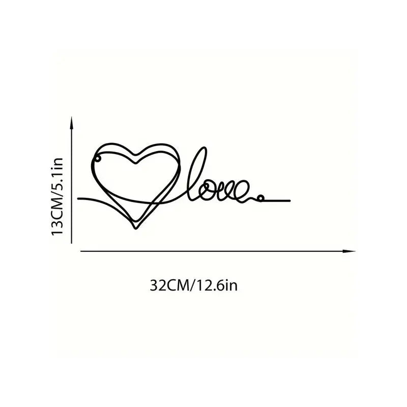 Metal Heart Love Shaped Wall Hanging Ornament Minimalist Line Art Pendant Stylish Home Decor for Bedrooms Living Rooms Indoor