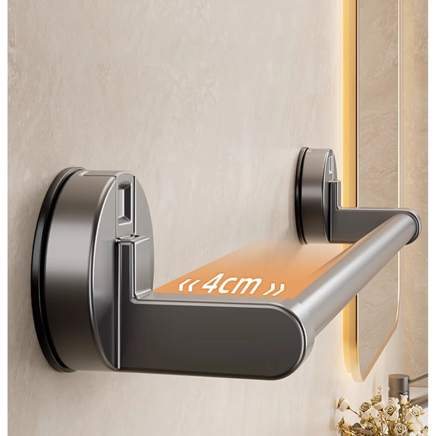 Suction Cup Bathroom Hand Towel Rack Towel Holder Wall Mount No Drill Mount 30/40/50cm Towel Bar Double Bar 2 Tier Apartment