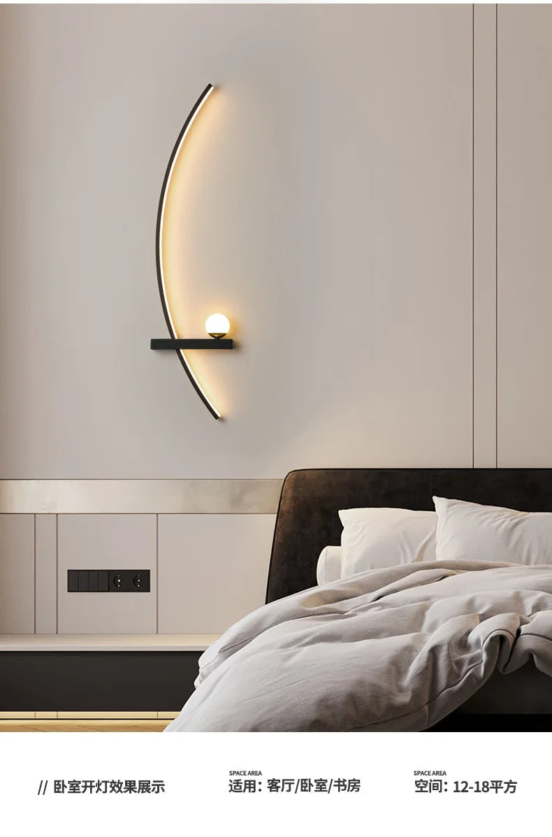 2PCS Modern Adjustable LED Wall Lamps, 21.65‘’ Wall Sconce Bedside Lamp Minimalist for Living Room, Bedroom, TV Background Wall