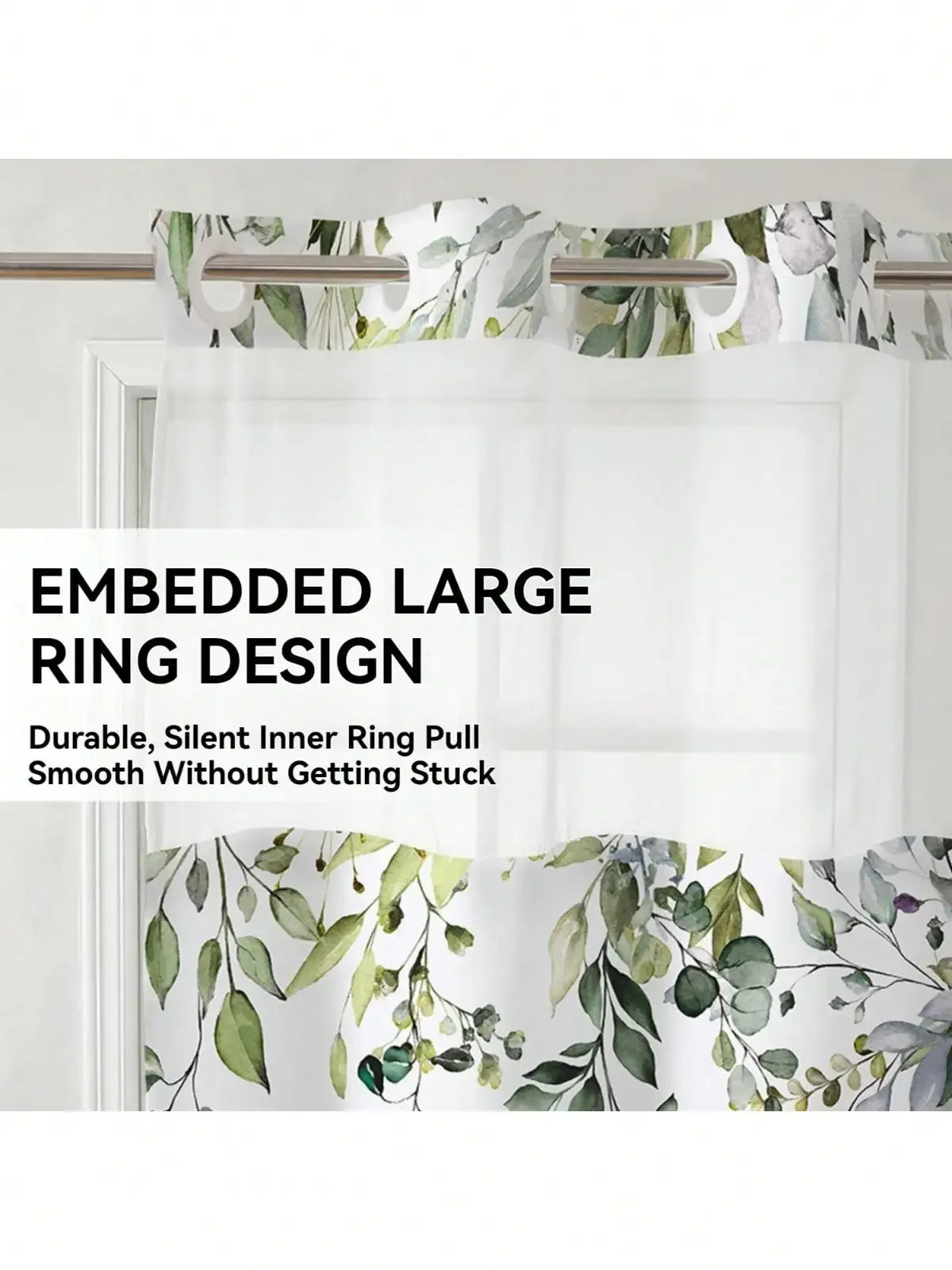 Plants Pattern No Hook Waterproof Shower Curtain, Removable With , Perfect For Bathroom Decor In Winter,  Modern & Simple Design