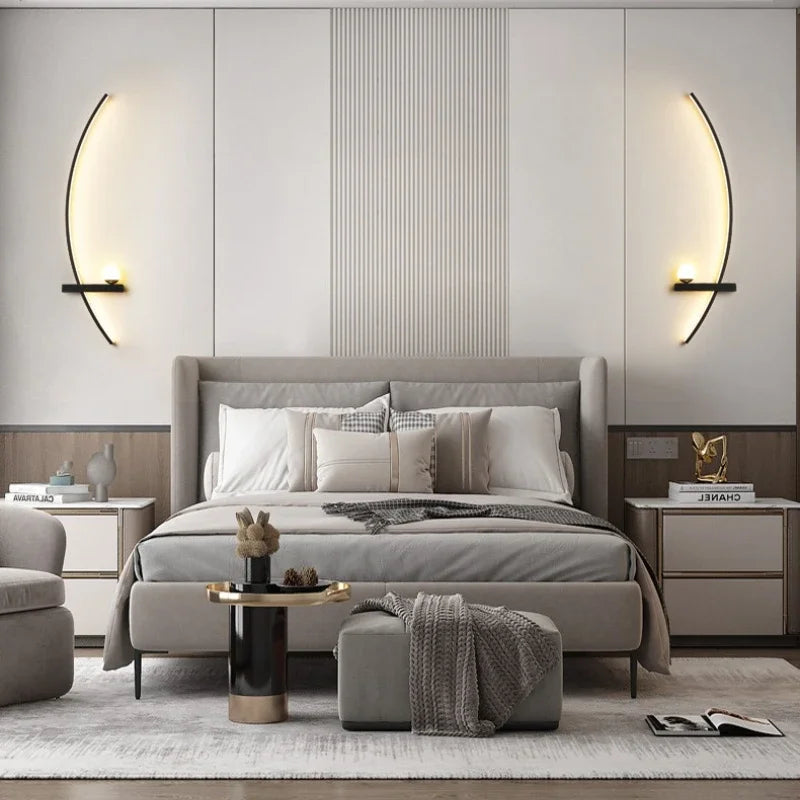 2PCS Modern Adjustable LED Wall Lamps, 21.65‘’ Wall Sconce Bedside Lamp Minimalist for Living Room, Bedroom, TV Background Wall