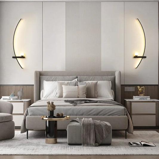 2PCS Modern Adjustable LED Wall Lamps, 21.65‘’ Wall Sconce Bedside Lamp Minimalist for Living Room, Bedroom, TV Background Wall