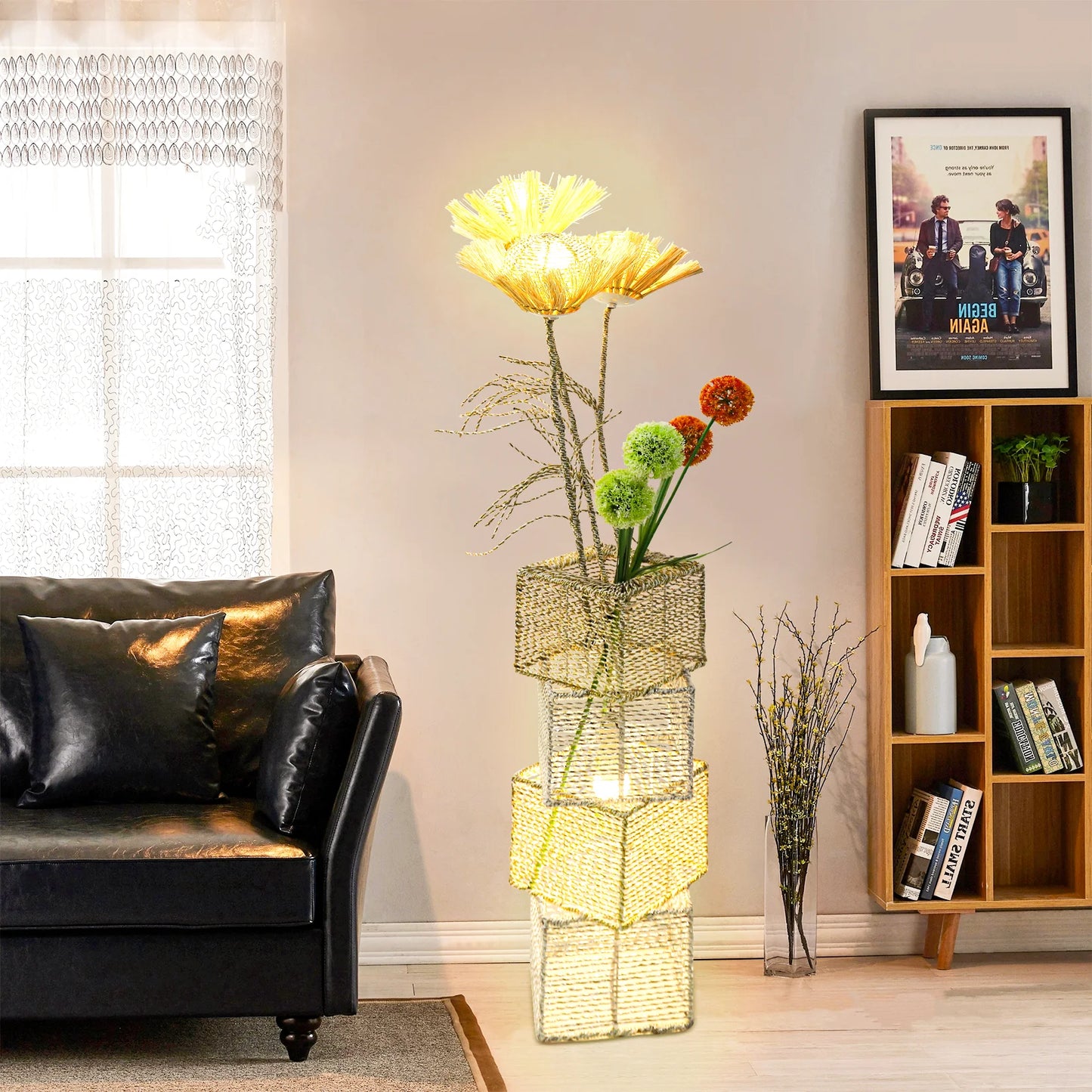 Handwoven  Floor Lamp and  Reading Light, Living room atmosphere light sofa decoration bedroom，Modern Bedside Lamps for Bedroom