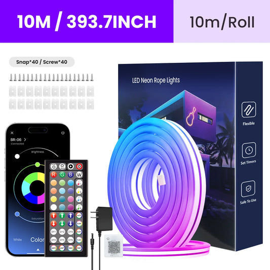 Neon LED Rope Lights,  LED Lights For Bedroom Flexible LED Light Strip With Remote And APP Control RGB Lighting Strip