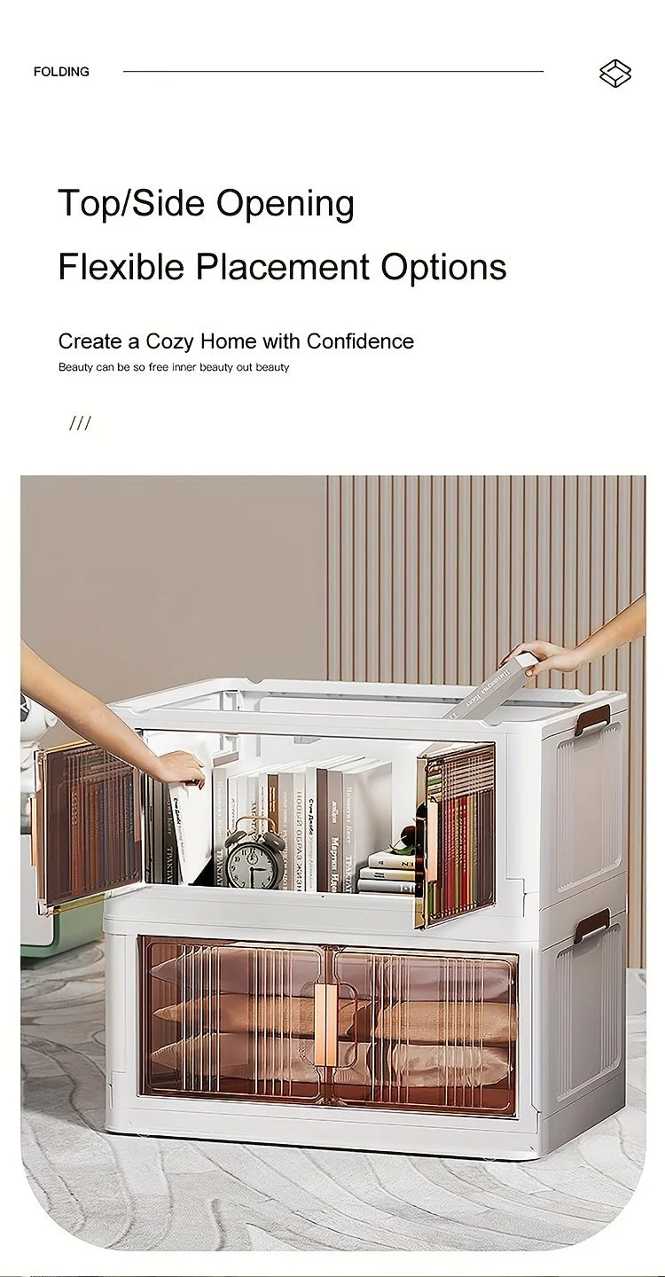 3/4/5-Tier Extra Large Folding Storage Cabinet - Plastic Storage Bins With Lids, Collapsible Stackable Containers With Wheels