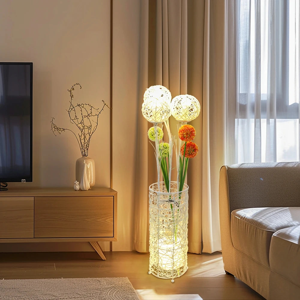 Handwoven  Floor Lamp and  Reading Light, Living room atmosphere light sofa decoration bedroom，Modern Bedside Lamps for Bedroom