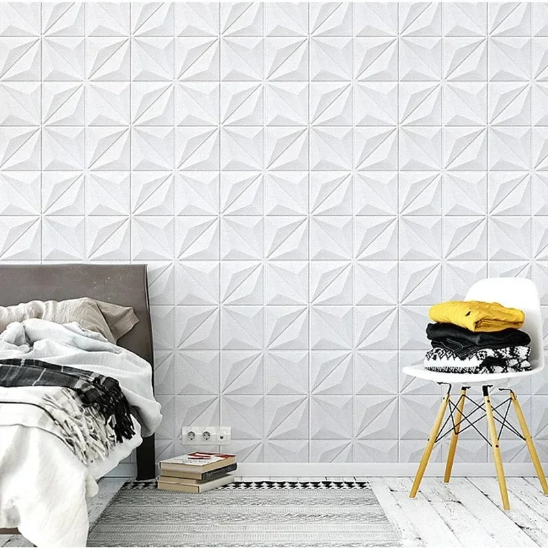 35*35cm 3D Wall Stickers Wallpaper Anti-collision Bedroom Waterproof Decoration Background Peel and Stick Ceiling Home Decor  ﻿