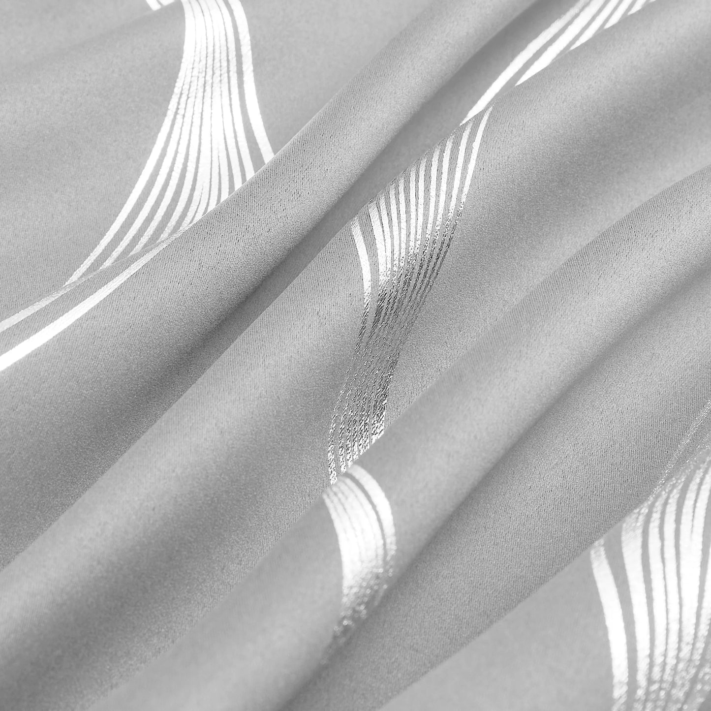 4PCS Blackout Curtains Grommet Thermal Insulated Room Darkening  With Wave Foil Printed For Bedroom