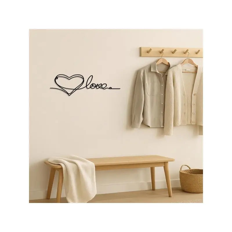 Metal Heart Love Shaped Wall Hanging Ornament Minimalist Line Art Pendant Stylish Home Decor for Bedrooms Living Rooms Indoor