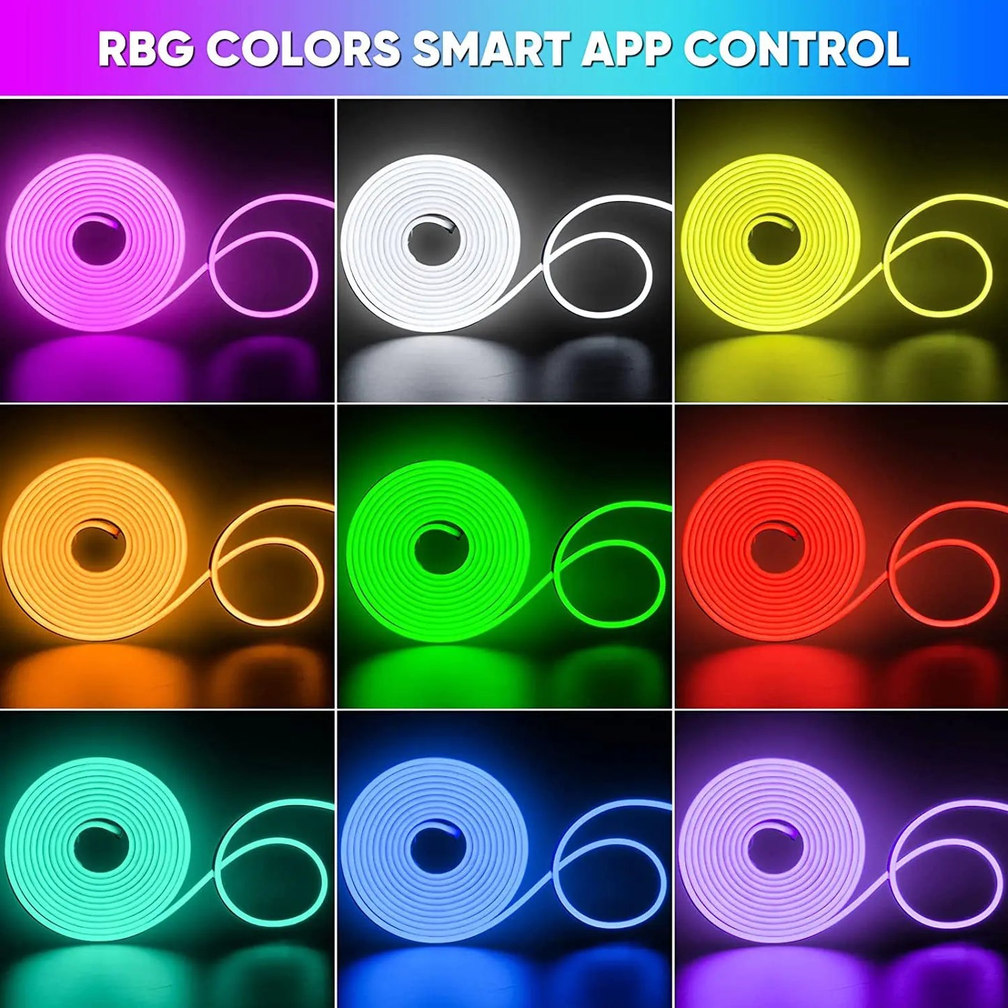 10M/5M/3M Neon WIFI RGB Led Strip Lights Outdoor Waterproof with Music Sync, 108leds/m DIY Tape with Remote and App for Bedroom