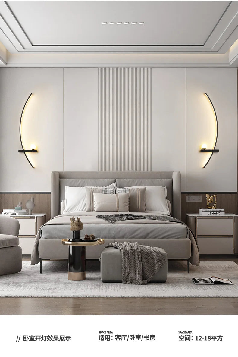 2PCS Modern Adjustable LED Wall Lamps, 21.65‘’ Wall Sconce Bedside Lamp Minimalist for Living Room, Bedroom, TV Background Wall