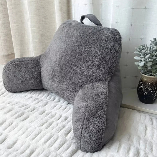 Faux Shearling Bed Rest Pillow with Arms,Back Pillow for Bed Sitting Up,Reading Pillow for Adult Teens,Couch TV Backrest Pillows