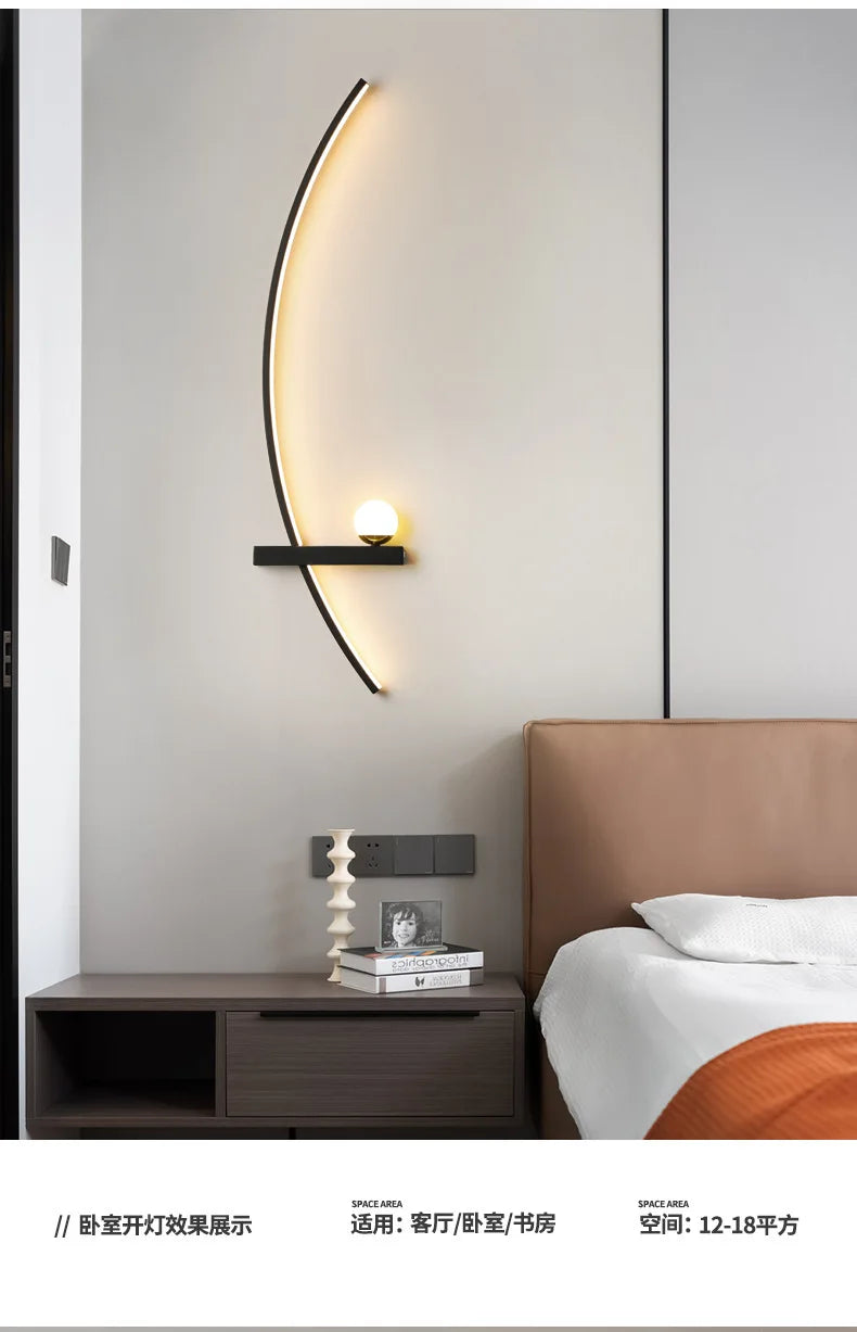 2PCS Modern Adjustable LED Wall Lamps, 21.65‘’ Wall Sconce Bedside Lamp Minimalist for Living Room, Bedroom, TV Background Wall