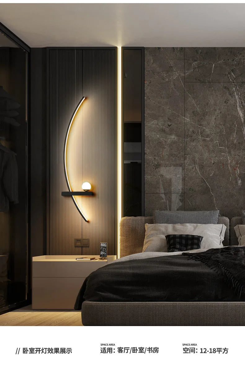 2PCS Modern Adjustable LED Wall Lamps, 21.65‘’ Wall Sconce Bedside Lamp Minimalist for Living Room, Bedroom, TV Background Wall
