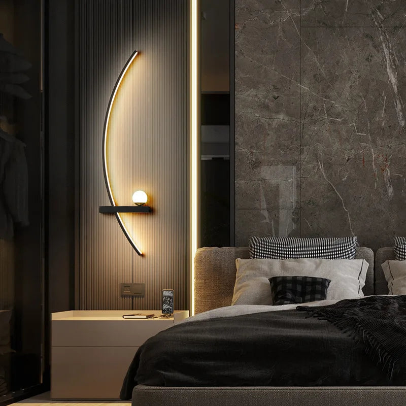 2PCS Modern Adjustable LED Wall Lamps, 21.65‘’ Wall Sconce Bedside Lamp Minimalist for Living Room, Bedroom, TV Background Wall