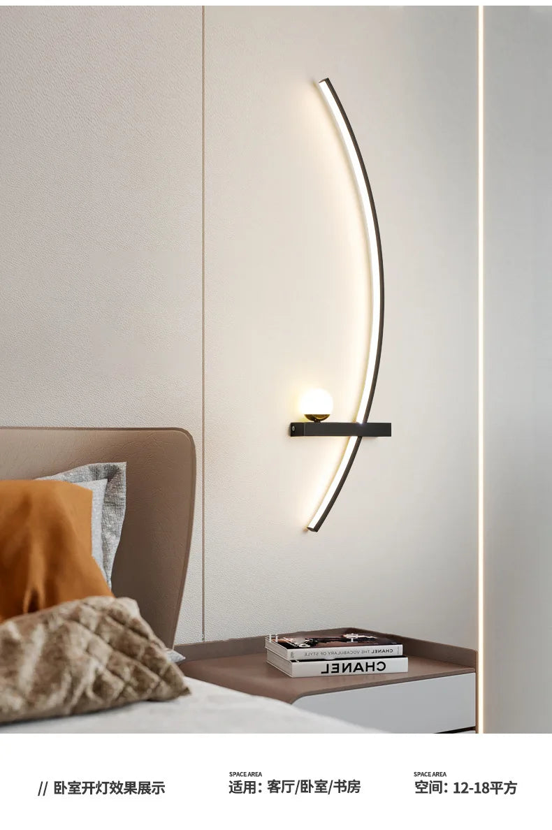 2PCS Modern Adjustable LED Wall Lamps, 21.65‘’ Wall Sconce Bedside Lamp Minimalist for Living Room, Bedroom, TV Background Wall