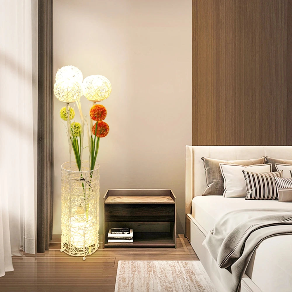 Handwoven  Floor Lamp and  Reading Light, Living room atmosphere light sofa decoration bedroom，Modern Bedside Lamps for Bedroom