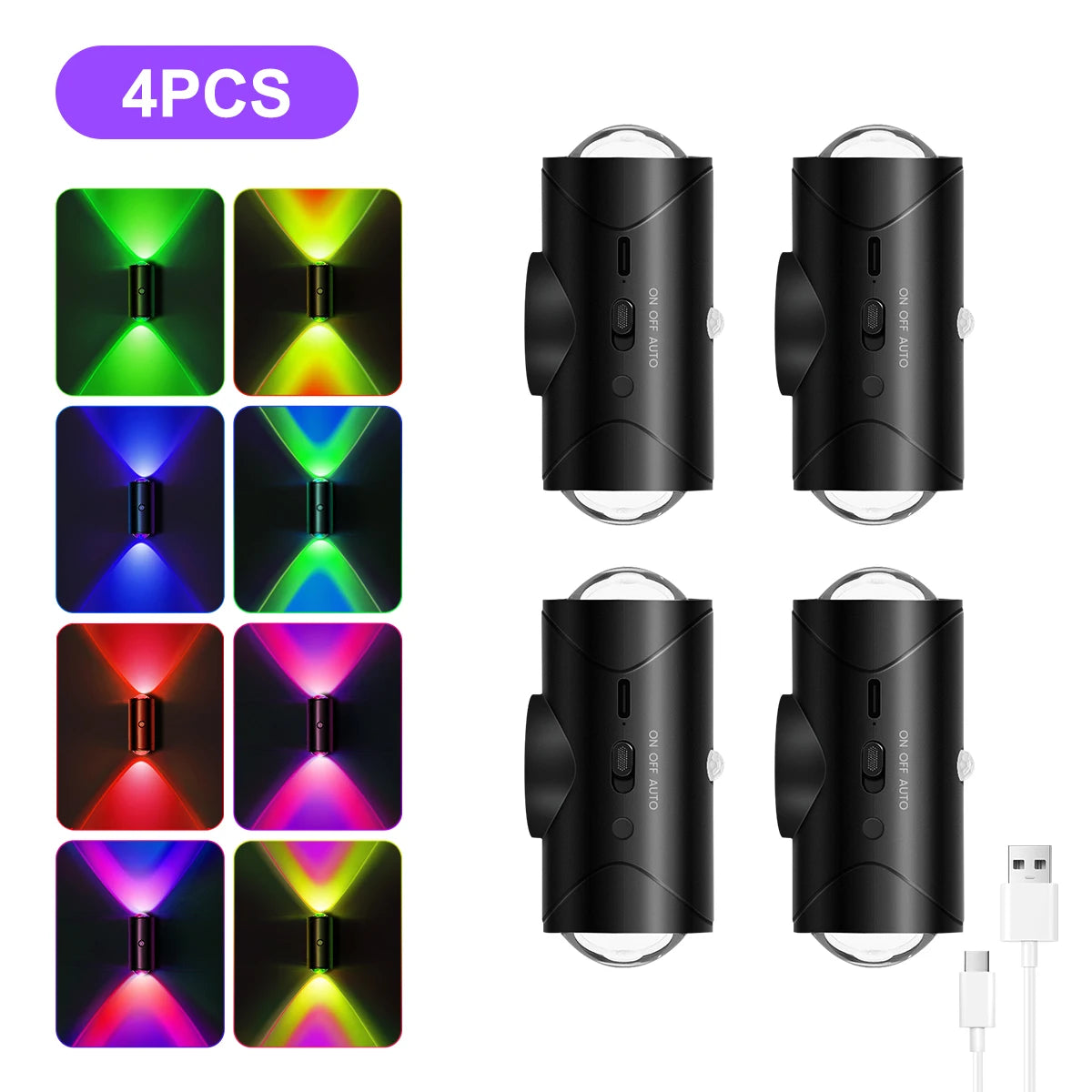 LED Motion Sensor Light, 8 Lighting Effects, Up/Down Lighting Design Rechargeable Cordless Wall Lamps for Indoor Bedroom Hallway