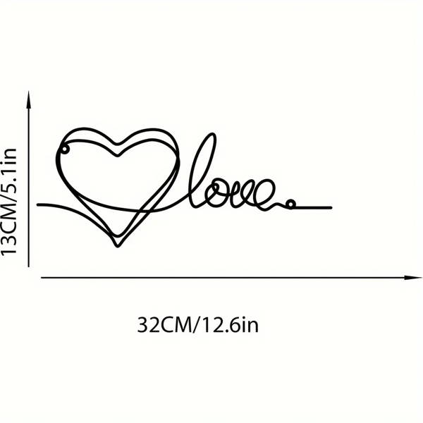 Metal Heart Love Shaped Wall Hanging Ornament Minimalist Line Art Pendant Stylish Home Decor for Bedrooms Living Rooms Indoor