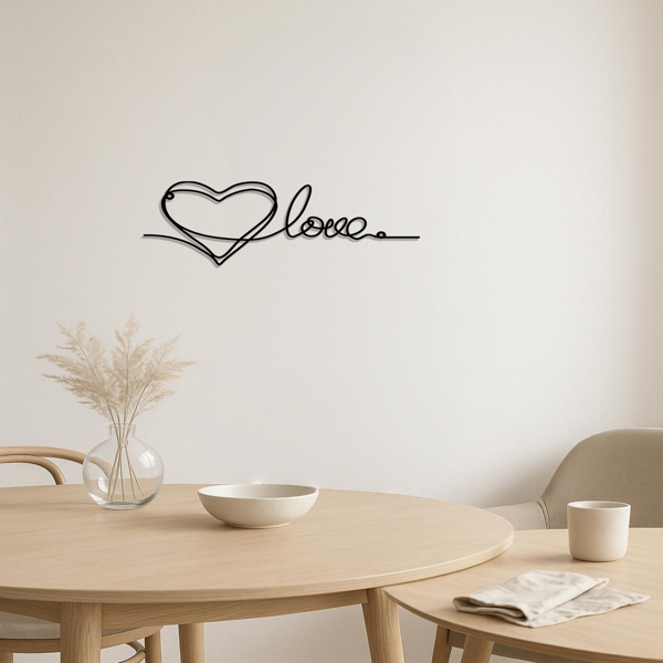 Metal Heart Love Shaped Wall Hanging Ornament Minimalist Line Art Pendant Stylish Home Decor for Bedrooms Living Rooms Indoor